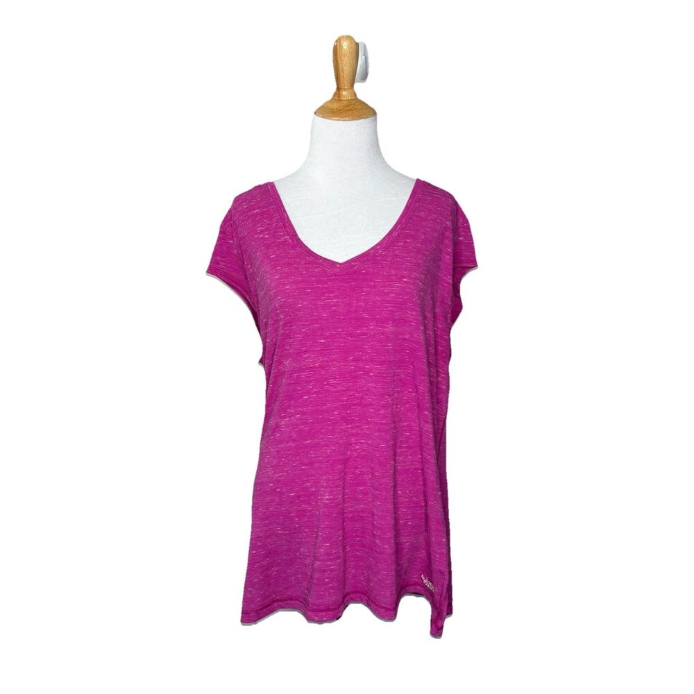 The North Face Pink Fuchsia Marl V-Neck Short Sleeve Tee Top Size XL Womens